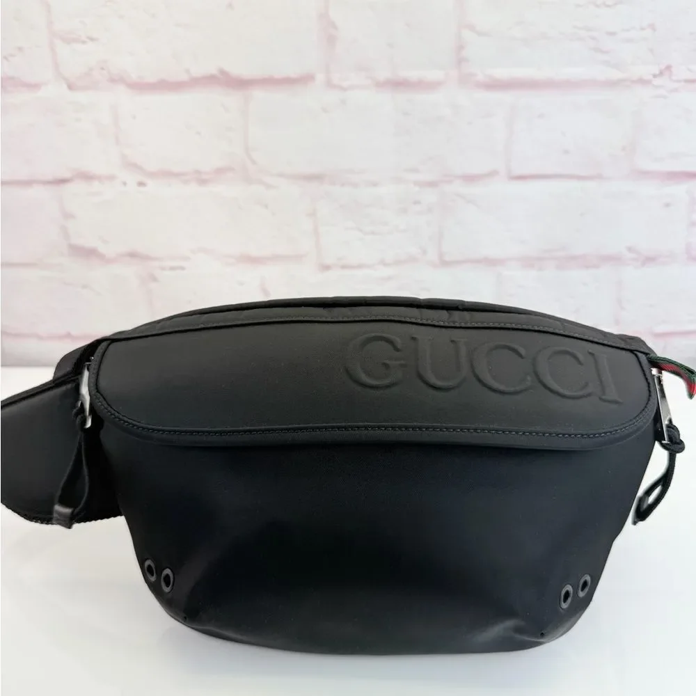Gucci Nexus Web Interlocking Black Belt Bag Unisex NEW